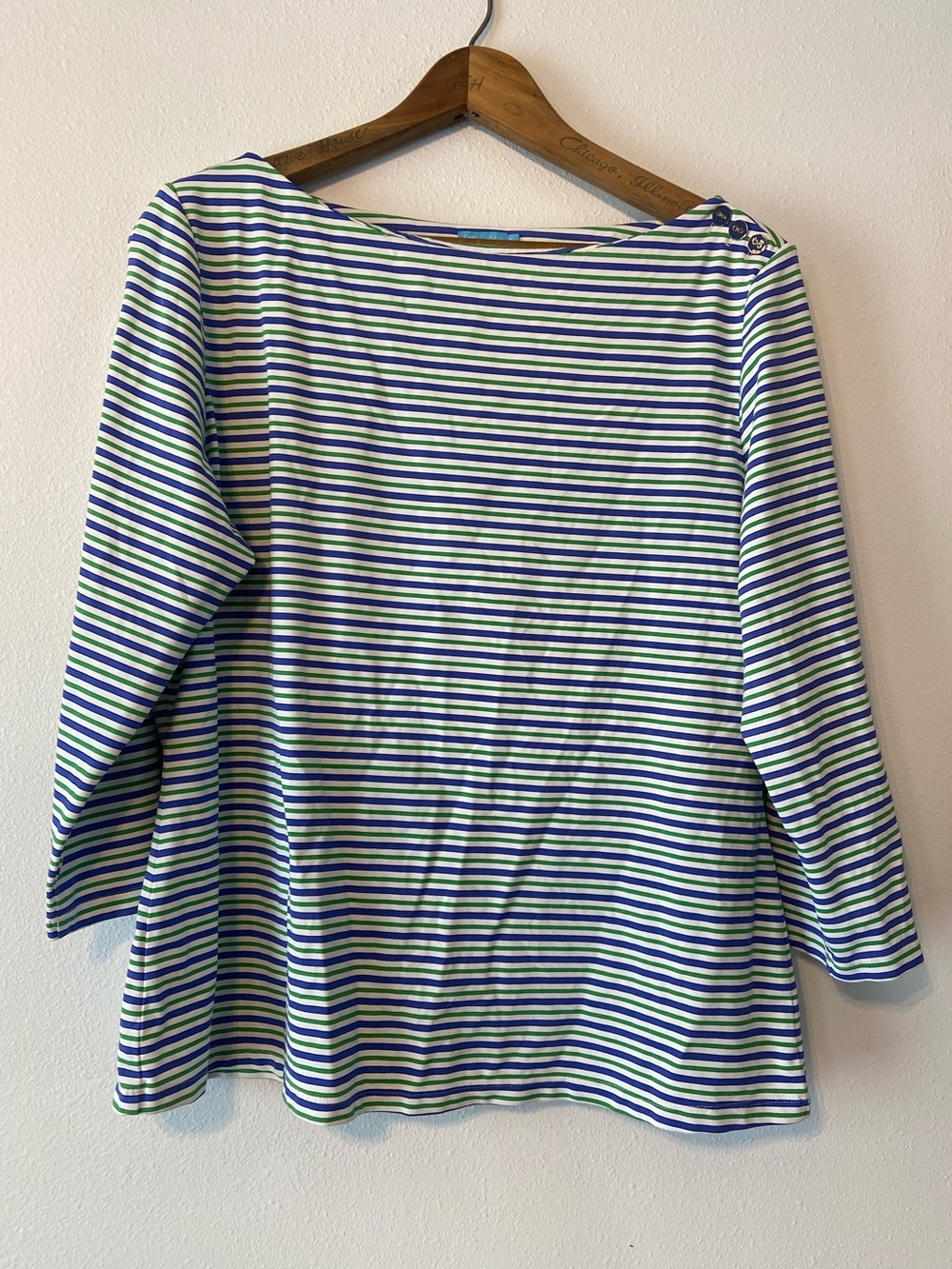J. McLaughlin Wavesong Striped Boat Neck Blouse